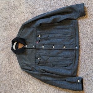 RARE Levi's Lined Vintage Fit Trucker Jacket Grey Herringbone Men's Medium EUC